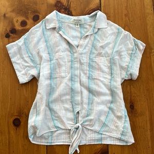 Cloth & Stone for Anthro | tie front cuff sleeve top